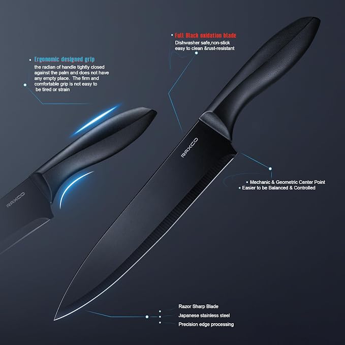 Kitchen Utensils Set,18-Piece Cooking Utensils and Knife Set,Black | Food-grade Silicone Heat-safe to 410°F, Detachable Stainless Steel Holder, 5 Kitchen Knives and Cutting Board All-in-one - Image 4