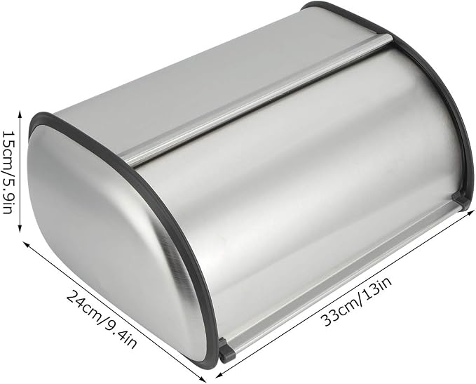 Stainless Steel Bread Box for Kitchen Countertop Bread Storage Bin with Roll Up Lid Large Capacity Bread Keeper 13x9.4x5.9inch - Image 5