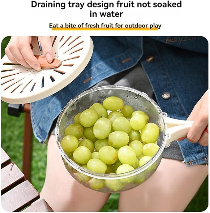 2026 New 2-in-1 Draining and Preservation Basket: Simplify Washing & Storing, Multifunctional Fruit and Vegetable Washing Bowl, Drain & Freshness Basket with Foldable Handle, Strainer, Lid (MIX#B, S) - Image 6
