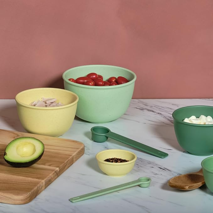 Bamboozle Astrik Baking Bundle | 5 Piece Mixing Bowl Set | Measuring Cups and Spoons | Cooking and Meal Prep | Dishwasher Safe | Microwave Safe | Fresh Guacamole - Image 4