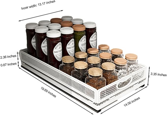 Pull Out Cabinet Organizer, Slide Out Drawers Fixed with Adhesive Nano Film, Pantry Shelves Sliding Drawer Storage Organization for Kitchen/Bathroom/Bedroom (19.7*13.8*3.3inch/50*35*8.5cm) - Image 2