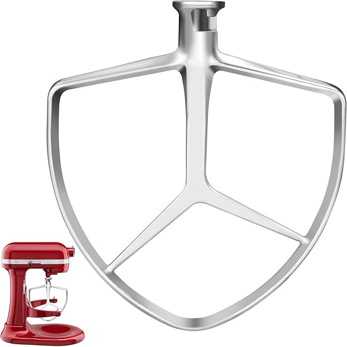 Flat Beater for KitchenAid 7QT Bowl-Lift Stand Mixers | Stainless Steel, Food Grade Replacement Attachment, Dishwasher Safe by MEILEYII