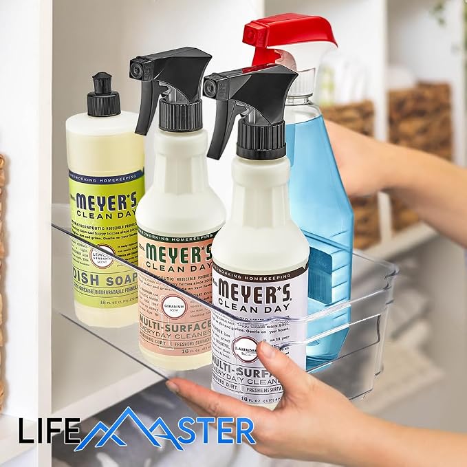 14-Piece Stackable Refrigerator Bin Organizer Set with Easy Grip Handles - Clear Multi-Purpose Storage Bins for Fridge and Pantry Use - Image 7