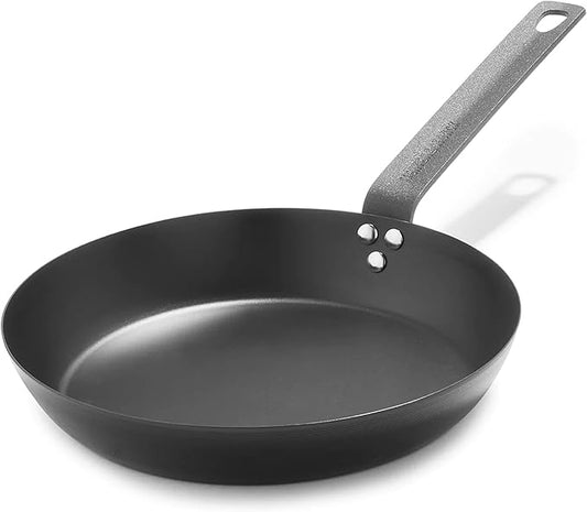 Merten & Storck 10" Pre-Seasoned Carbon Steel Frying Pan Skillet | Natural Nonstick with Use, Induction & All Stovetop Suitable, Grill & Campfire Safe, Even Heating, Indoor/Outdoor Use by MertenStorck