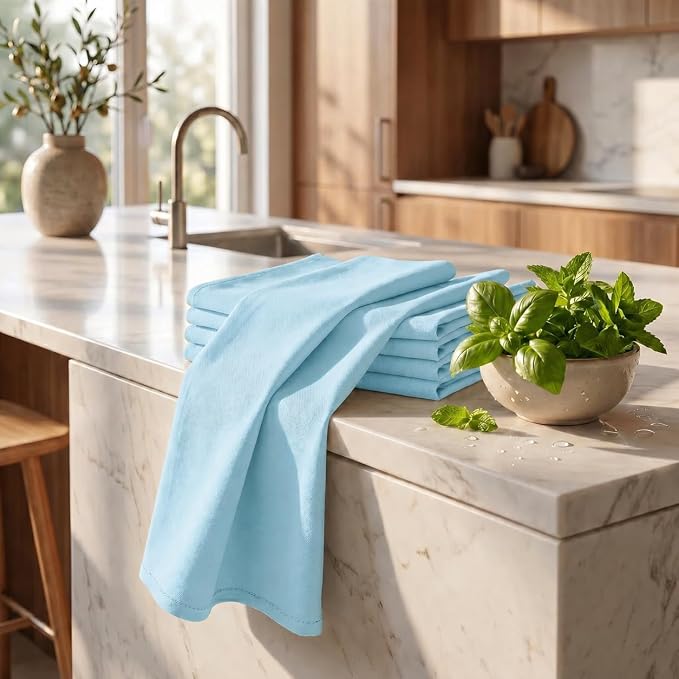Urban Villa Kitchen Towels Cotton Dish Towels 20”x30” (Set of 6) Aqua - Image 6
