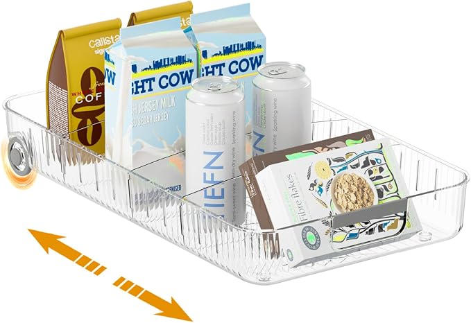 Fridge Organizer with Wheels Upgrade Thick Plastic Pantry Storage Bins, Kitchen Organization (1 PACK-WIDE) by OZEPLASC