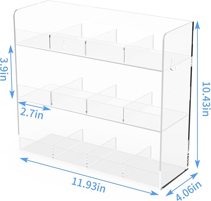 Acrylic Tea Bag Organizer, 3 Layers Tea Bag Holder for Tea Packets, Wall Mount Display Tea Caddy for Countertop or Cabinet, 12 Slots, Clear Acrylic - Image 4