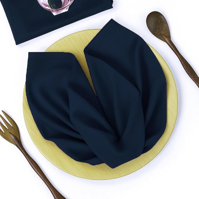 Pack of 25 PCS Cloth Napkins 17x17 inch Washable Polyester Dinner Napkins Soft Table Napkins for Wedding Party Dining Banquet Bistro Decoration - Navy Blue - Image 2