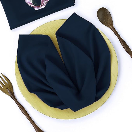 Pack of 25 PCS Cloth Napkins 17x17 inch Washable Polyester Dinner Napkins Soft Table Napkins for Wedding Party Dining Banquet Bistro Decoration - Navy Blue by MDS
