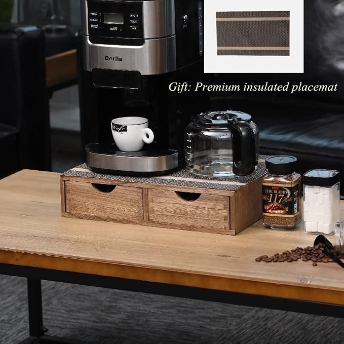 DDYURI Coffee Pods Storage Drawer Holder for Capsules - Multi Functional Desk Organizer Drawers For K cups Coffee Maker Brew - Kitchen Mini Wooden Box Chest Sideboard Counter Organization CF1D2C Dark - Image 6