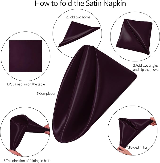 MDS® Pack of 200 Satin Napkins 12 x 12 Inch, Soft Silky Reusable Cloth Dinner Table Napkins for Wedding Décor, Reception, Birthday, Parties, Banquets, Catering, Restaurants & Hotel - Plum - Image 3