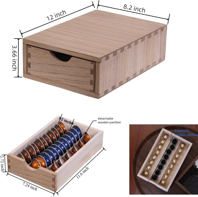 DDYURI Drawer Holder for Coffee Brew - Kitchen Machine Accessories Stand Shelf Countertop - Serve Coffee Station and Pod Capsules Storage Organizer for Home Decor Office Storage Solution CF1D1C-Light - Image 3