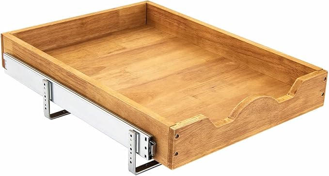 DINDON Pull Out Cabinet Organizer (17" W x 18" D) 1 Tier，Single Tier Oak Wood Under Cabinet Slide Out Shelf Drawer Box… by DINDON