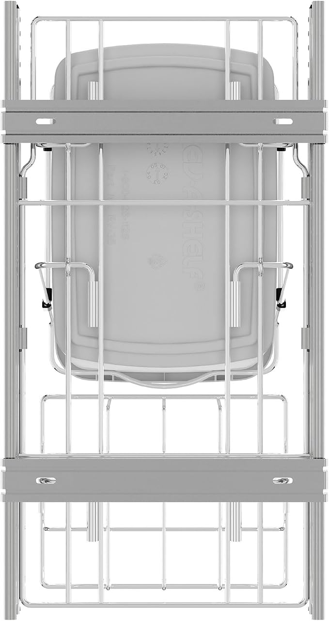 Rev-A-Shelf Single 35 Qt Pullout Trash Can for Base Kitchen Cabinets, Garbage Waste Bin System with Full Extension Slides, Min Opening Width of 11.5", White/Chrome, RV-12KD-11C - Image 7