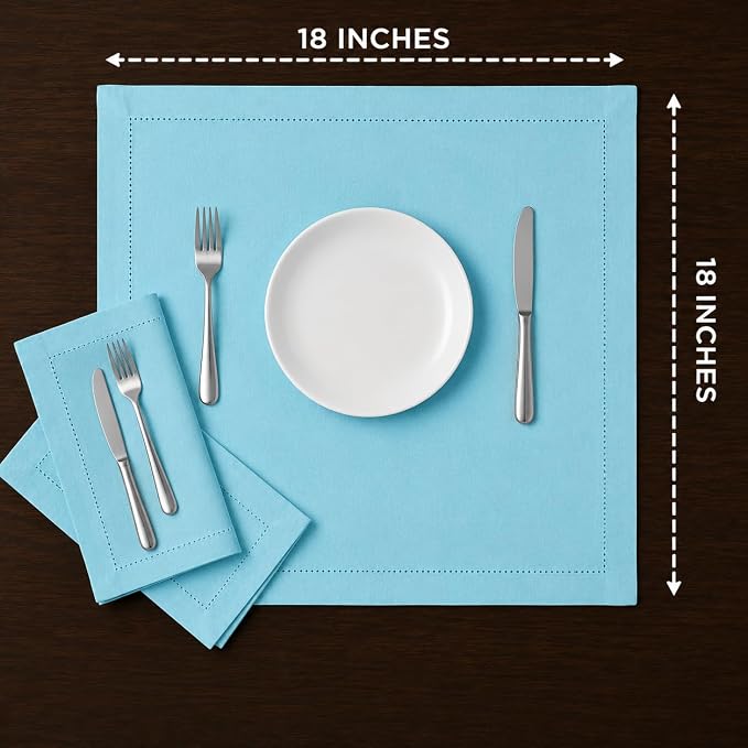 Cotton Cloth Napkins Set of 12, 18x18 Cotton Napkin Cloth Washable, Soft, Reusable Napkins for Wedding, Parties, Christmas, Thanksgiving, Everyday Use (Light Blue) - Image 4