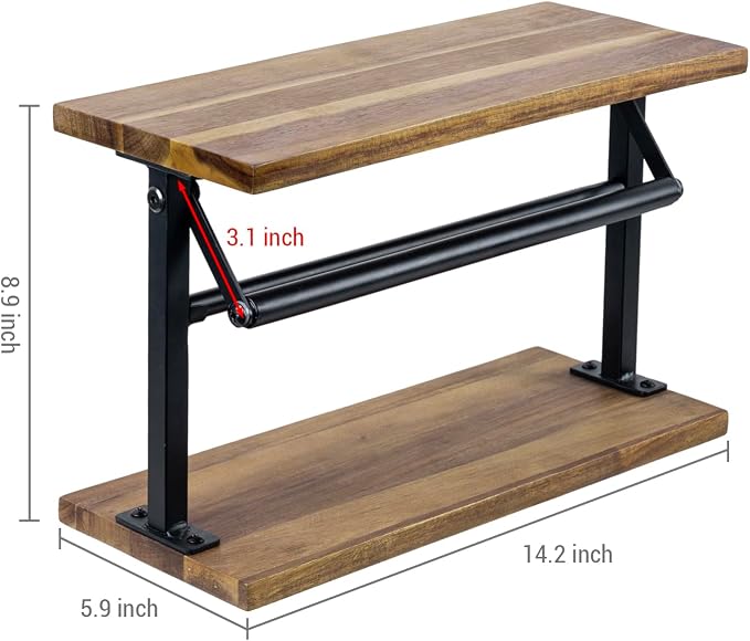 MyGift Premium Solid Acacia Wood Paper Towel Holder with Top Display Shelf and Matte Black Metal Frame, Freestanding Kitchen Countertop Disposable Roll Dispenser Storage Rack - Image 5