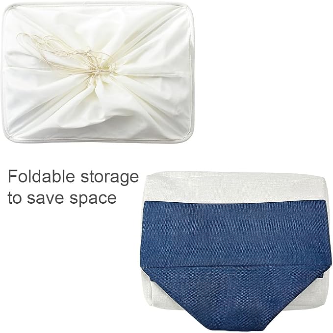 Organization and Storage Basket for Organizing - X Large 3 Pack 17.7L×13.8W×9.8H in Collapsible Storage Bin for Shelves, Basket for Gifts Empty Toys Organizer Gift (White & Jean Blus) - Image 8