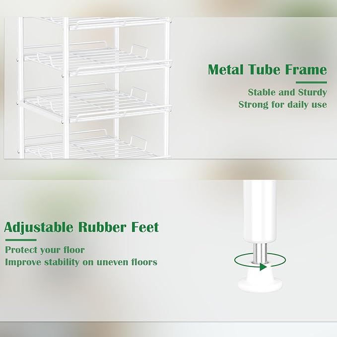 Water Bottle Organizer 5 Tier Free Standing Water Bottle Storage Rack Metal Water Bottle Rack Shelf Large Capacity Bottled Water Holder Beverage Soda Drink Stand for Kitchen Pantry Office,White - Image 6