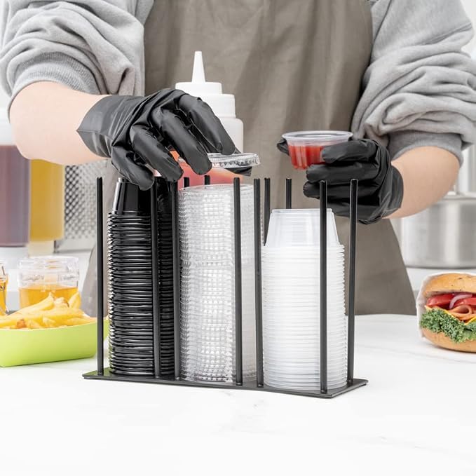 RW Base Black Iron Horizontal Portion Cup / Lid Organizer - 3 Section - 8 1/4" x 3" x 6" - 1 count box - Image 6
