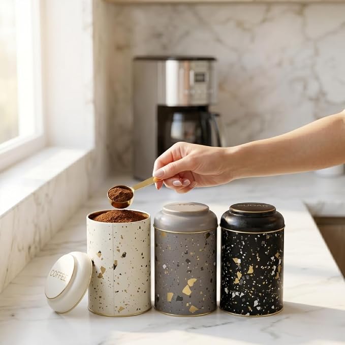 MARIA ROMA 7 Pcs Bread Box Set for Kitchen Countertop and Canisters Sets for the Kitchen Ideal for Bread Basket Sugar Container Coffee Canister Tea Tin Breadbox Vintage and Rustic Model - Image 7