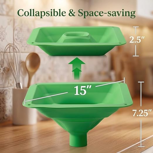 Extra Large Silicone Funnel with Stand Collapsible, Kitchen Funnel with Black Anti-Static Brush, Wide Mouth Design Fit All Size Dryer Trays, Easy Transfer Food to Mason Jars and Mylar Bags - Image 3