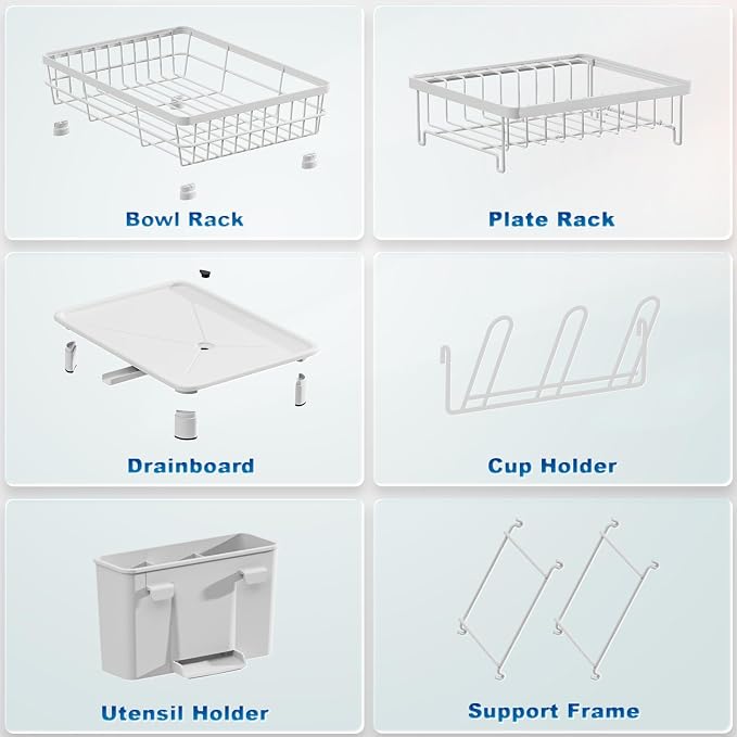 Dish Drying Rack,Stainless Steel-Dish Rack,Double Layer, | Dish Racks for Kitchen Counter, Kitchen Dish Drainers with Removable Utensil Holder,New Drain Outlet, - Image 4