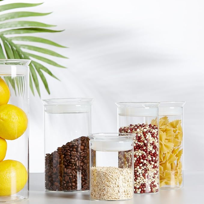 ZENS 15oz Glass Jars with Airtight Lid, Set of 2 Small Glass Storage Jars | Thick Borosilicate Clear Kitchen Canisters for Herbs, Sugar, Loose Tea Glass Storage Jars - Image 5