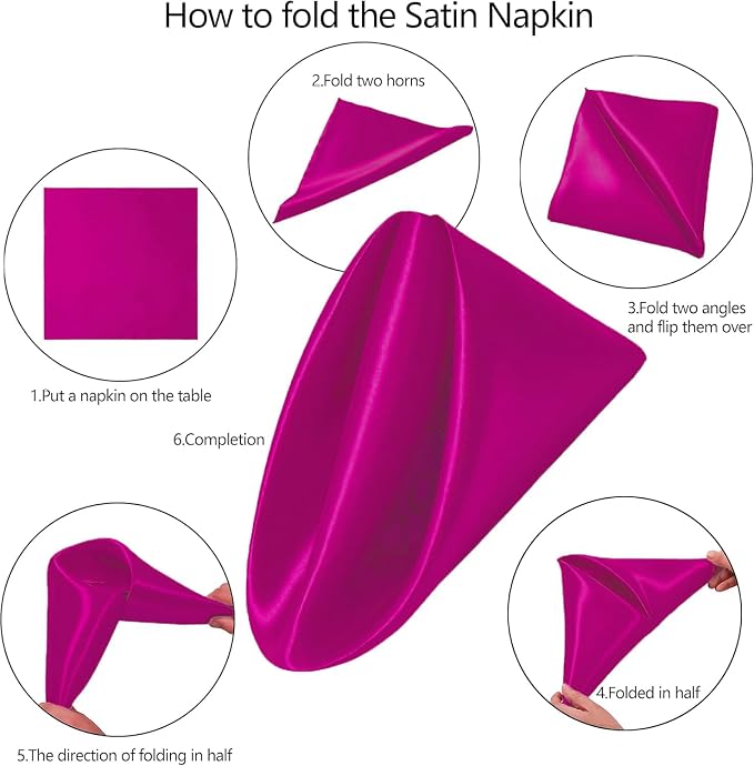 MDS® Pack of 50 Satin Napkins 12 x 12 Inch, Soft Silky Reusable Cloth Dinner Table Napkins for Wedding Décor, Reception, Birthday, Parties, Banquets, Catering, Restaurants & Hotel - Magenta Violet - Image 3