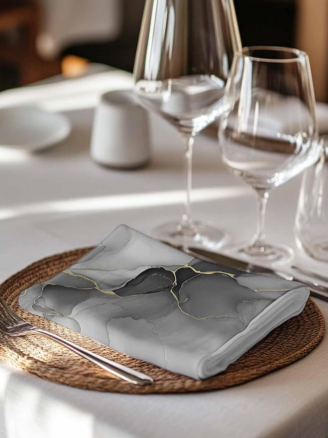 Gray Marble Cloth Napkins Washable Set of 6, 20 x 20 Inch Reusable Modern Minimalism Abstract Aesthetic Texture Dinner Table Napkins Cloth Bulk for Weddings Kitchen Restaurants Hotel Events Parties - Image 7