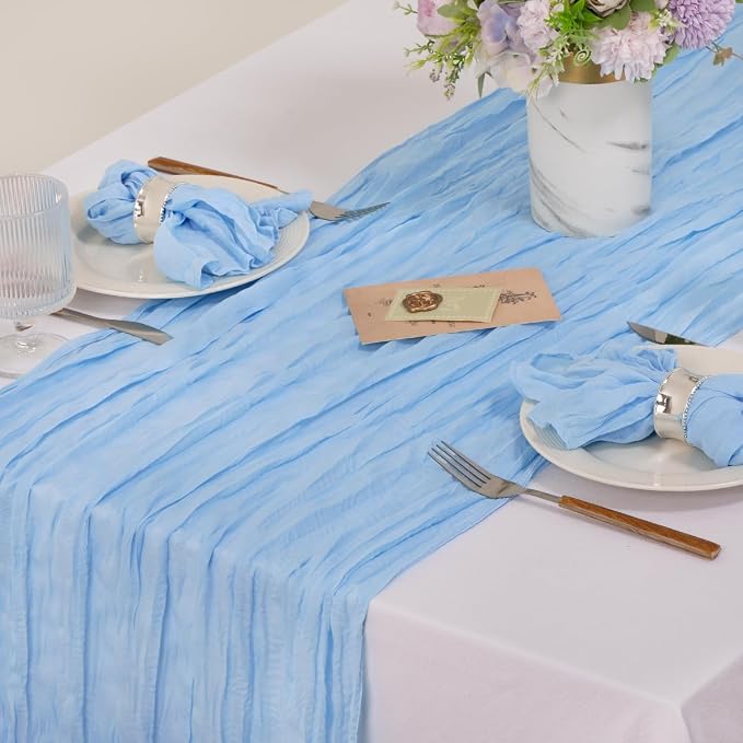 Cloth Napkins Set of 10 21"x21" Reusable Cheesecloth Napkins Baby Blue | Boho Rustic Dinner Napkins Washable Gauze Table Napkins Cloth Hemmed Edges for Wedding Bridal Shower Family Gathering Decor - Image 4