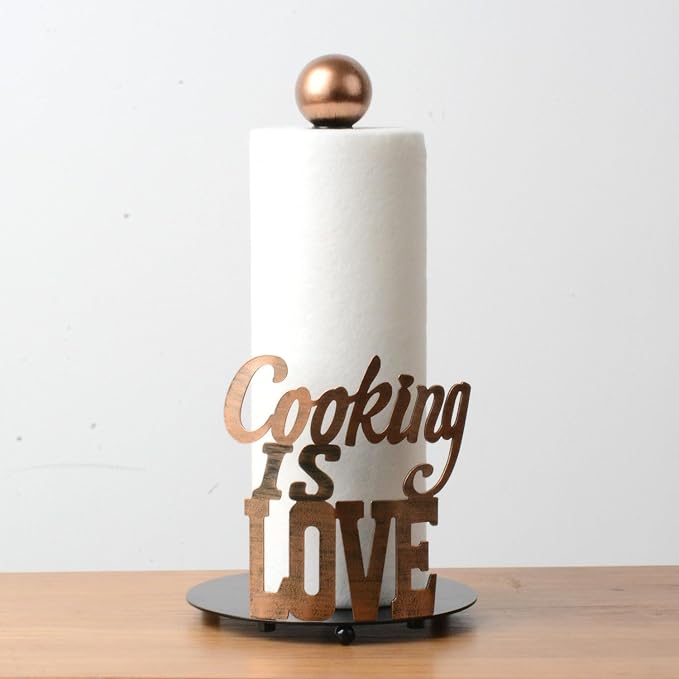 HAUCOZE Text Paper Towel Holder Countertop Metal Paper Roll Stand 13.4 Inch | Freestanding Paper Dispenser with Weighted Base Kitchen Decor Table Centerpiece Gift for Dining Room Bathroom - Image 5