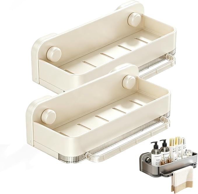 Sponge Holder for Kitchen Sink,2026 Sink Caddy Organizer with Suction Cups,Rustproof Kitchen Storage Rack for Sponge,Soap,Stopper,Brush (2, A-Creamy) by MintimlforHomeandKitchen