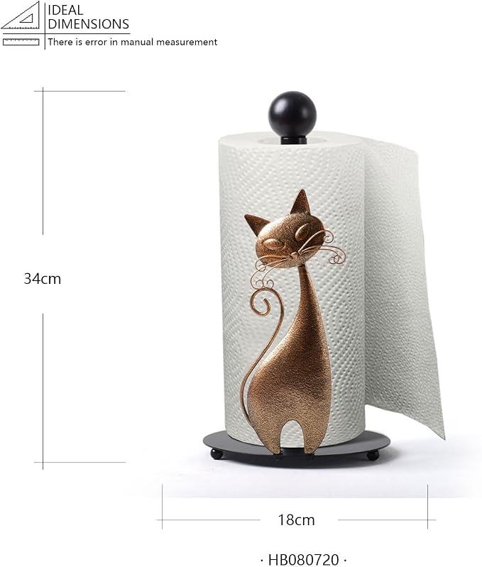 HAUCOZE Cat Paper Towel Holder Countertop Metal Paper Roll Stand 13.4 Inch | Paper Dispenser with Weighted Base Farmhouse Kitchen Decor Table Centerpiece Gift for Dining Room Bathroom - Image 6