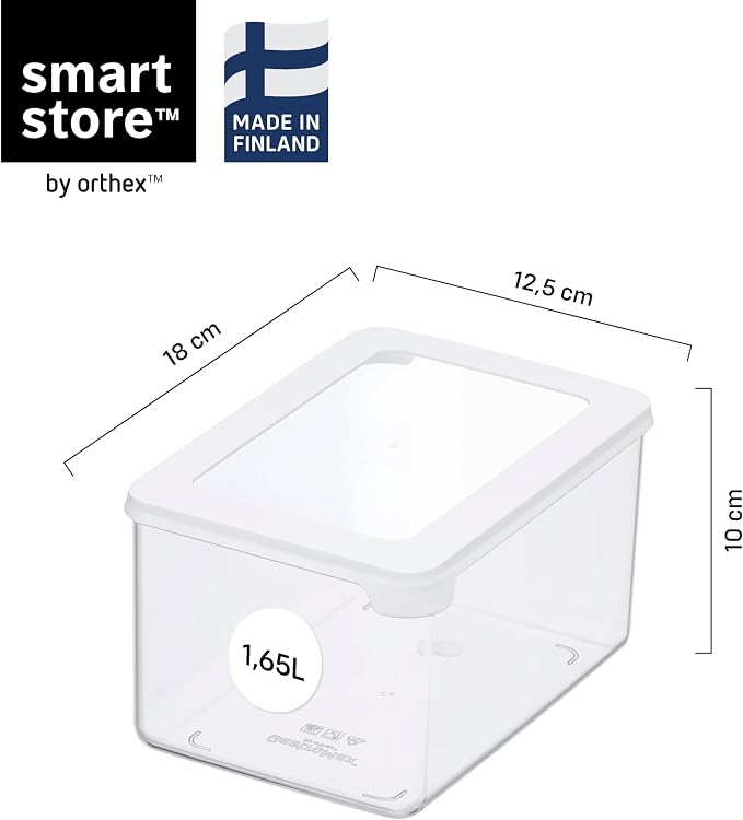 SmartStore Clear Airtight Dry Food Containers with Lids 1.65L Set of 4-20% Bio-based Plastic Storage Box with Lid, BPA Free, Dishwasher Safe - Stacking Kitchen Storage Containers - 18 x 12.5 x 10cm - Image 2