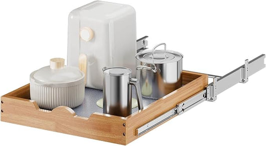 OCG Pull Out Cabinet Organizer 20"W x 21"D, Slide Out Wood Drawer Shelf, Pull Out Shelves for Base Cabinet Organization in Kitchen, Pantry, Bathroom by OCG