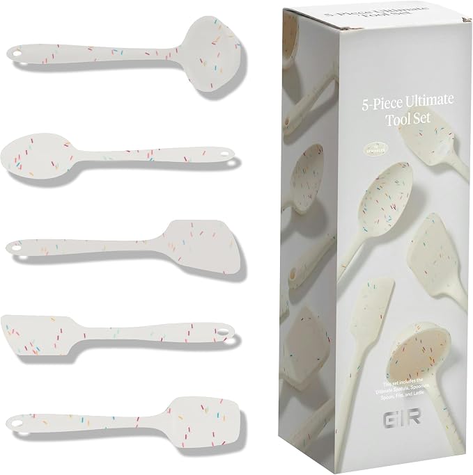 GIR: Get It Right 5 Piece Silicone Kitchen Utensils Set - Ladle, Spatula, Flip, Spoon & Spoonula - Non-Toxic Cooking Utensils for Nonstick Cookware, Cooking and Baking - Sprinkles by GIRGetItRight