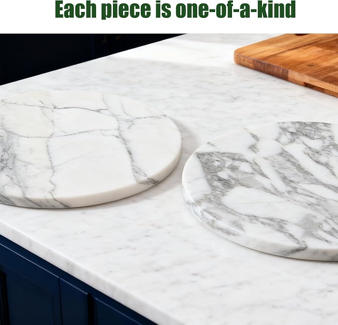 Marble Lazy Susan, 12” Lazy Susan for Table Top Detachable Turntable Organizer for Cabinet Pantry Kitchen Countertop Fridge Bathroom Makeup Vanity Countertop, Arabescato - Image 4