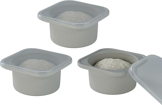 Stackable Silicone Artisan Pizza Dough Proofing Proving Containers with Lids-2/3/4/5 pack-500ml portion (Grey, 3 PACK) by kevjes