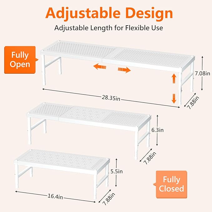 Kitchen cabinet organizer shelf,Spice Racks,Counter Shelf for Cabinets | Expandable adjustable stackable Heavy Duty Metal Pantry Storage Shelves Racks for kitchen,Small Cupboard Organizers - Image 2