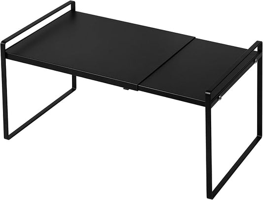 Nxconsu Expandable Shelf for Cabinets, Cabinet Shelf Riser, 10.3" Black | Heavy-Duty Organizer Metal Dish Riser for Cabinets Holds 50LBS and Expands 13.4 to 24.5 in for Kitchen Pantry Plate Mug Spice by Nxconsu