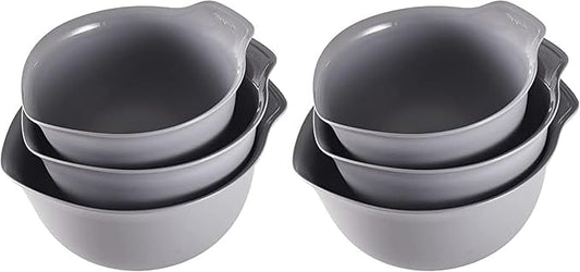 KitchenAid Universal Nesting Plastic Mixing Bowls, Set Of 3, 2.5 quart, 3.5 quart, 4.5_quart, Non Slip Base with Easy Pour Spout to Reduce Mess, Dishwasher Safe, Gray (Pack of 2) by Unknown