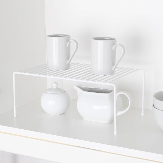 Smart Design Cabinet Storage Shelf Rack - Medium (8.5 x 13.25 Inch) - Steel Metal Wire - Cupboard, Plate, Dish, Counter & Pantry Organizer Organization - Kitchen [White] - Image 3