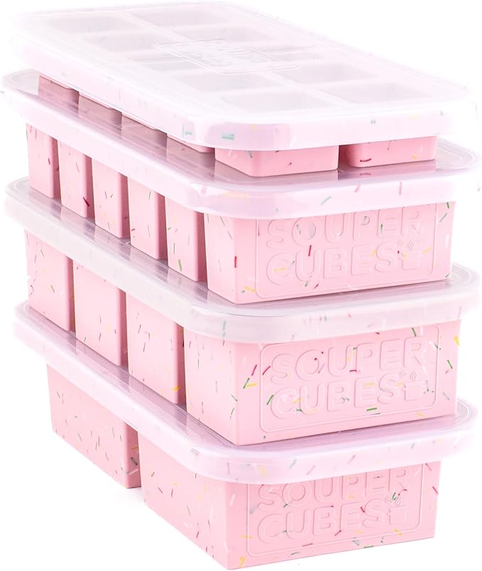 Souper Cubes Silicone Freezer Molds Gift Set, Cotton Candy | 2 Tbsp, 1/2 Cup, 1 Cup and 2 Cup Silicone Molds for Food Set, Perfect for Freezing Soup, Grains, Proteins, Herbs and More by SouperCubes%C2%AE