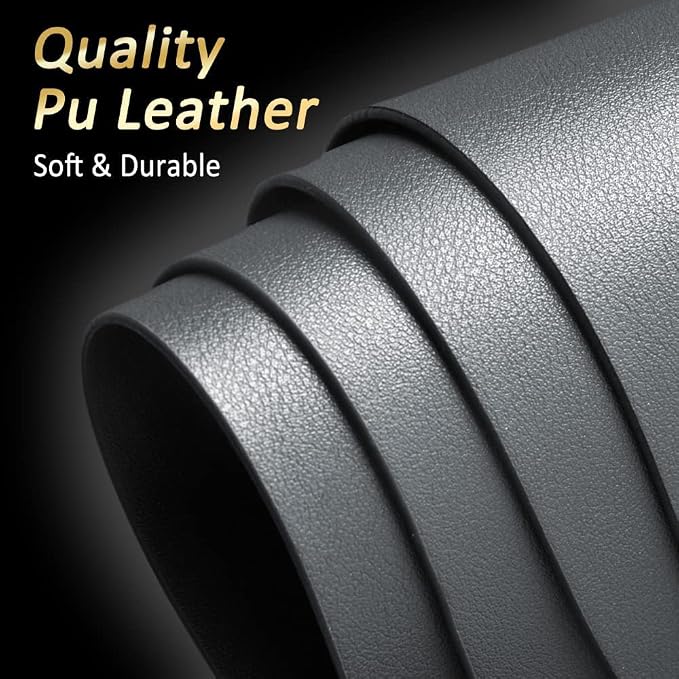 Faux Leather Placemats Set of 4, Wipeable & Washable Table Mats | Waterproof, Heat-Resistant & Easy to Clean Round Place Mats for Dining & Kitchen, 17''x13'', Dark Grey - Image 3
