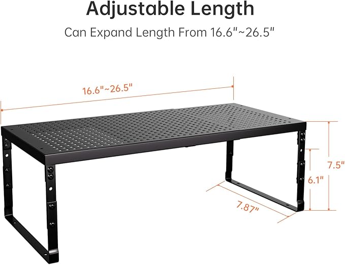 Expandable Adjustable Cabinet Shelf Organizer - Stackable Metal Spice Rack for Kitchen Pantry, Countertop, Cupboard & Bathroom (1Pack/Black,Large) - Image 3