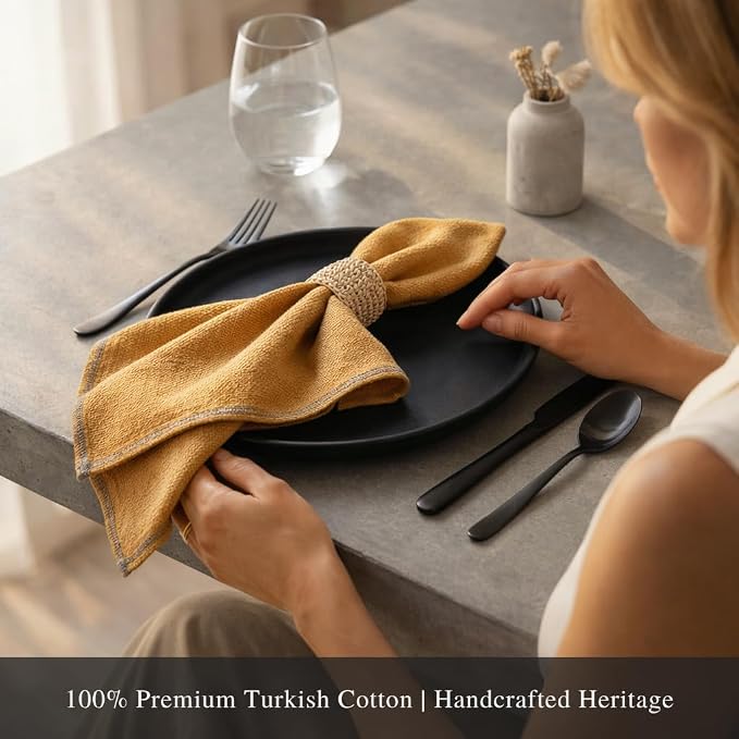 Odin 100% Turkish Cotton Dinner Napkins Set of 4, 18x18 Inch, Clean Edge, Oeko-TEX Certified, Reusable Cloth Napkins for Dining, Entertaining, and Holiday Tables - Image 2