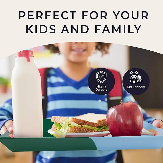 Melamine Serving Tray with Handles, Chip and Break-Resistant, Durable and Kid-Friendly Food Tray for Indoor and Outdoor, Dishwasher Safe(Green/Sky Blue) - Image 5
