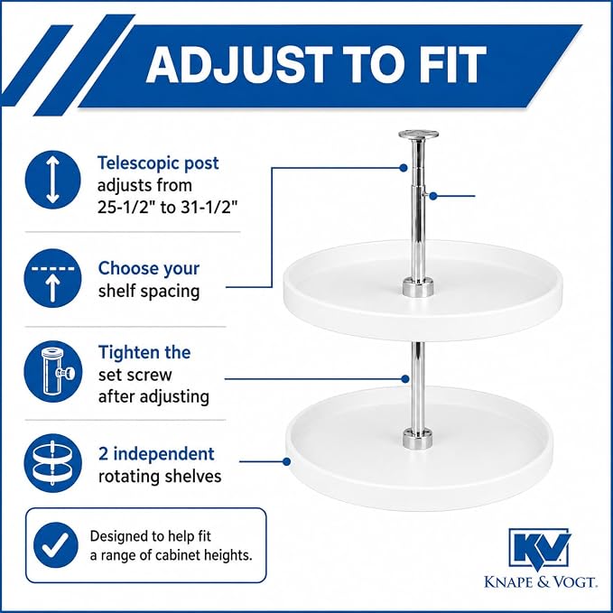 Knape & Vogt 24-In 2-Tier Full-Round Lazy Susan, White - Image 5