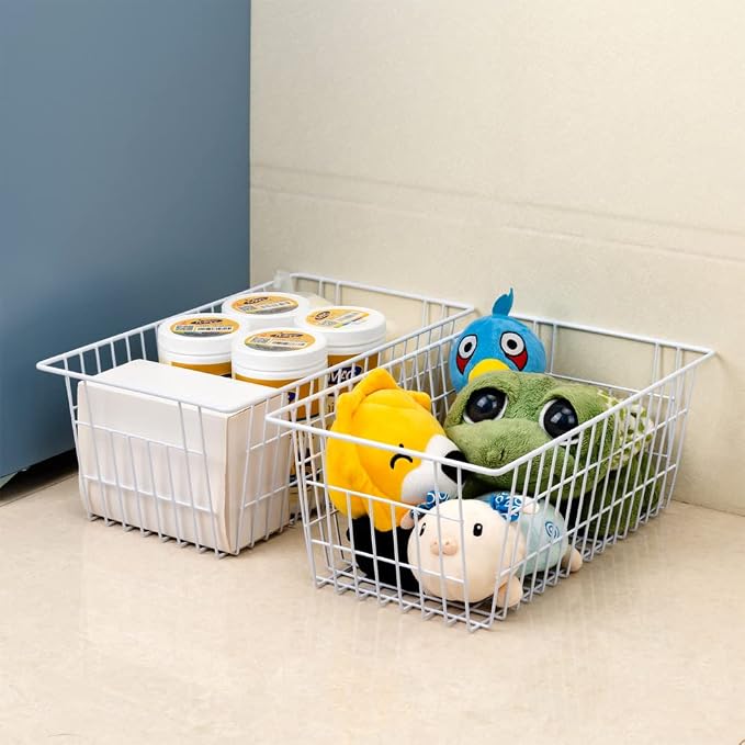 SANNO 14" Wire Freezer Baskets, Farmhouse Metal Wire Storage Basket Freezer Storage Organizer for Kitchen Pantry, Set of 8 - Image 6