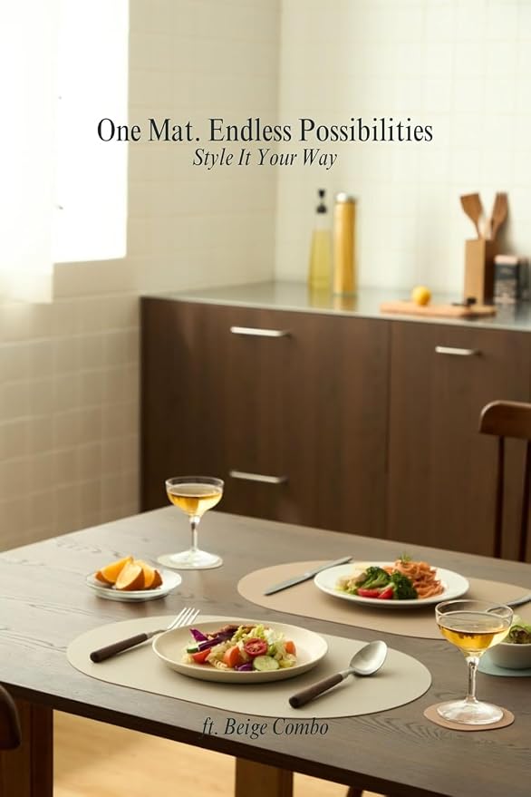 Sage Green Oval Silicone Placemats Set of 4 – Heat Resistant, Waterproof, Easy to Clean Non-Slip Modern Dining Table Mats – Premium Leather Textured Japandi Kitchen Decor - Image 6